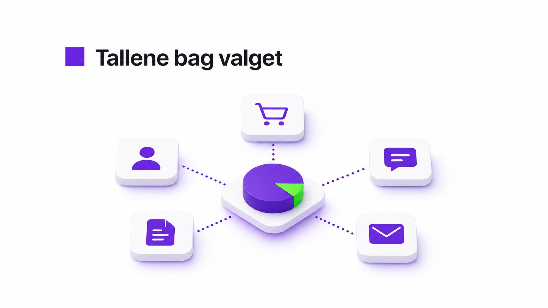 Illustration af data CRM, regnskab, webshop, support og nyhedsbrev